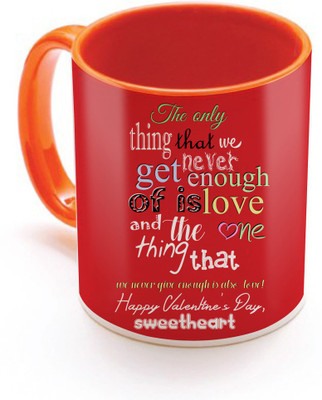 

SKY TRENDS Valentine Gift for Girlfriend Love Printed I Love U Forever Perfect for Her Him Wife Fiance Anniversary And Birthday STGD010 Ceramic Mug(325 ml), Orange