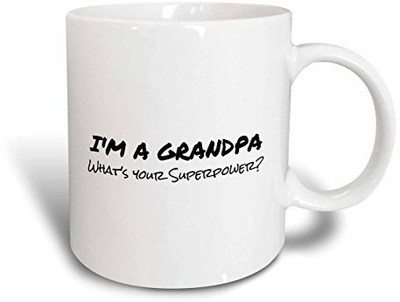 

3dRose mug_184944_1 Im a Grandpa Whats Your Superpower Funny Gift for Granddad Ceramic, 11-Ounce Ceramic Mug(60 ml), Multicolor