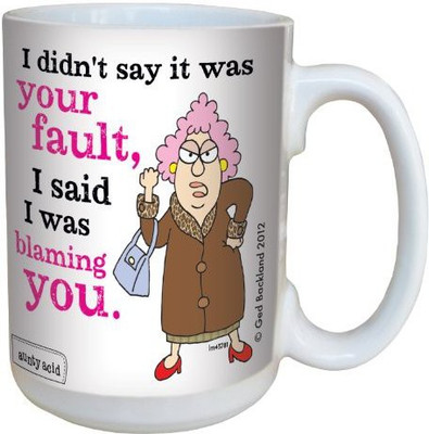 

Tree-Free Greetings Greetings lm43781 Hilarious Aunty Acid Your Fault by The Backland Studio Ceramic, 15-Ounce Ceramic Mug(60 ml), Multicolor