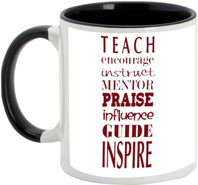 

AllUPrints Teachers Day Gifts - Teach Encourage Instruct Mentor Ceramic Mug(325 ml), Black