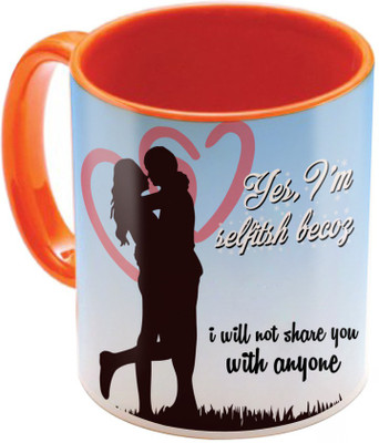 

SKY TRENDS Valentine Gift for Girlfriend Love Printed I Love U Forever Perfect for Her Him Wife Fiance Anniversary And Birthday STGD226 Ceramic Mug(325 ml), Orange