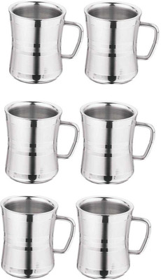 

Shreepal Milano Stainless Steel Mug(1200 ml, Pack of 6), Silver