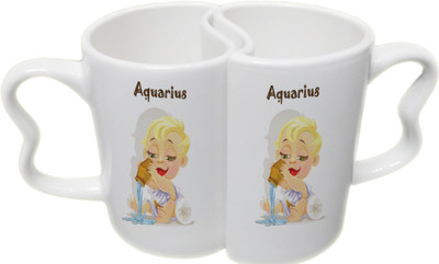 

Ucard Aquarius and Aquarius Zodiac Sign Couple Bone China, Ceramic, Porcelain Mug(325 ml), Multicolor