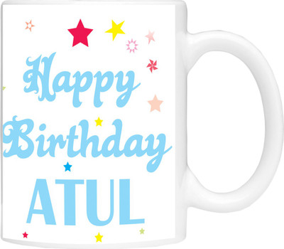 

Simbright atul birthday blue Ceramic Mug(325 ml), White