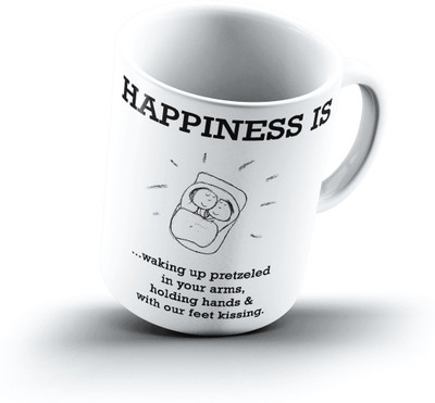 

Ucard Happiness Is1427 Bone China, Ceramic, Porcelain Mug(325 ml), Multicolor