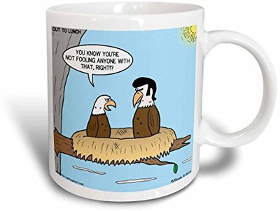 

3dRose Bald Eagle Wig Youre Not Fooling Anybody Ceramic, 15 oz, White Ceramic Mug(60 ml), Multicolor