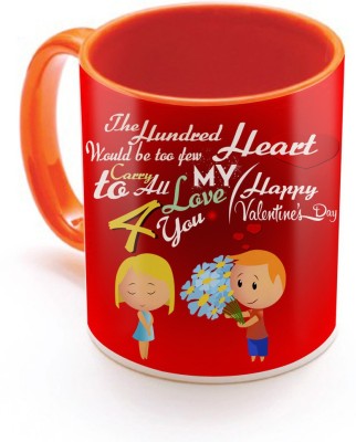 

SKY TRENDS Valentine Gift for Girlfriend Love Printed I Love U Forever Perfect for Her Him Wife Fiance Anniversary And Birthday STGD008 Ceramic Mug(325 ml), Orange