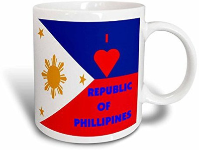 

3dRose I Love The Phillipines Ceramic, 15 oz, White Ceramic Mug(60 ml), Multicolor