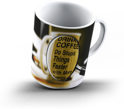 

Ucard Drink Coffee Quote959 Bone China, Ceramic, Porcelain Mug(325 ml), Multicolor