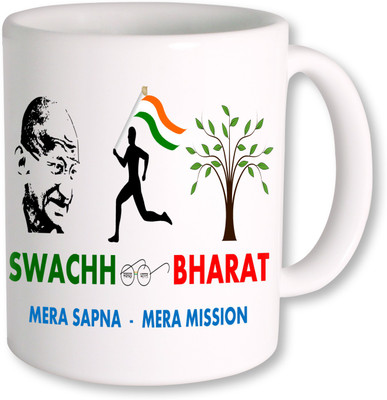 

PhotogiftsIndia Clean India Green India Ceramic Mug(325 ml), Multicolor