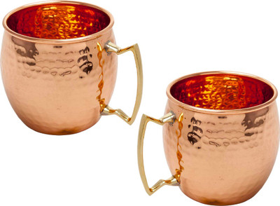 

Elite Handicrafts Angled Copper Mug(500 ml, Pack of 2), Brown