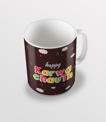 

SKY TRENDS Happy Karwa Chauth Unique Gifts For Wife And Husband Coffee Ceramic Mug(325 ml), White