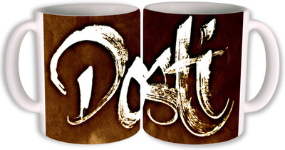 

PhotogiftsIndia dosti Ceramic Mug(350 ml, Pack of 2), Multicolor