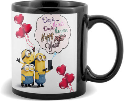 

SKY TRENDS Happy new year heart colourful best gifts for boyfriend girlfriend friend Ceramic Mug(320 ml), Black