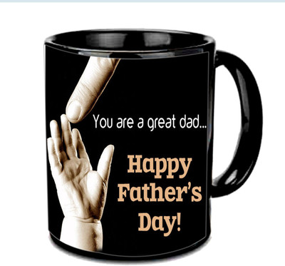 

Raj Laxmi Happy Fathers Day To Greatest Dad Multicolor Ceramic Mug(3.5 ml), Black