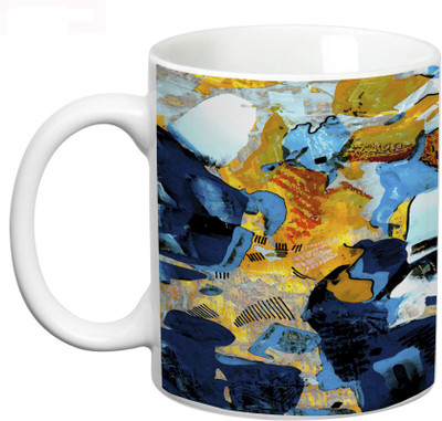 

Prithish Abstract Paint Design Ceramic Mug(330 ml), Multicolor