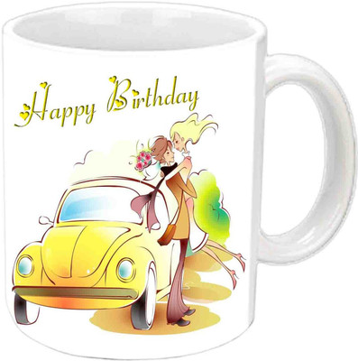 

Raj Laxmi Love Couple Happy B'day White Ceramic Mug(3.5 ml)