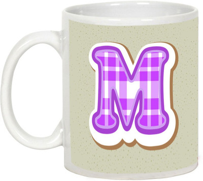 

AllUPrints Colorful Alphabet Letters "M" Ceramic Mug(325 ml), White