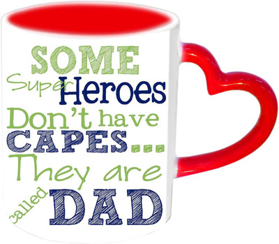 

Raj Laxmi My Dad Is MY Superhero Red Heart Handle Ceramic Mug(350 ml)