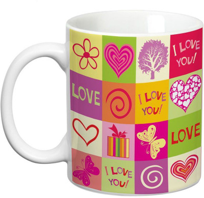 

Prithish Abstract Squares Love Ceramic Mug(330 ml), Multicolor