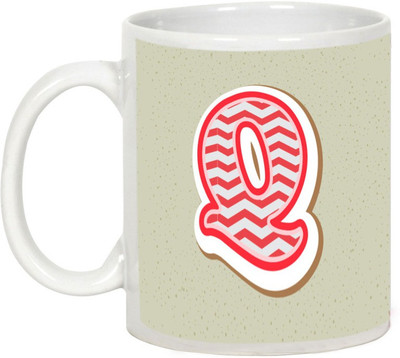 

AllUPrints Colorful Alphabet Letters "Q" Ceramic Mug(325 ml), White