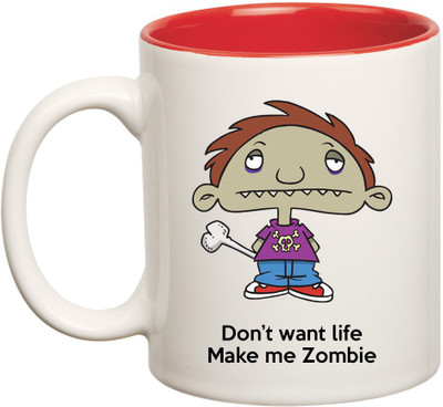 

HuppmeGift Zombie Inner Red Ceramic Mug(350 ml), Red;white