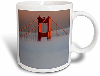 

3dRose Fog, San Francisco, Golden Gate Bridge, California Us05 Jgs0079 Jim Goldstein Ceramic, 11 oz, White Ceramic Mug(60 ml), Multicolor