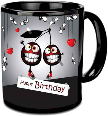 

Raj Laxmi Devil smiley b'day black Ceramic Mug(350 ml)