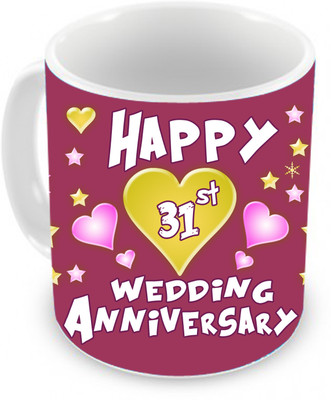 57% OFF on TIED RIBBONS Gift for 31st Happy Anniversary Ceramic Coffee Mug(350 ml)