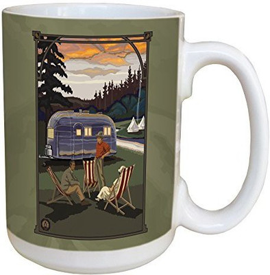 

Tree-Free Greetings Greetings 45813 Paul A. Lanquist Airstream Camping Ceramic with Full-Sized Handle, 15-Ounce Ceramic Mug(60 ml), Multicolor