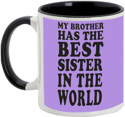 

AllUPrints Gifts For Bhaiya Dooj - My Bro Has The Best Sister In The World Black Ceramic Mug(325 ml)