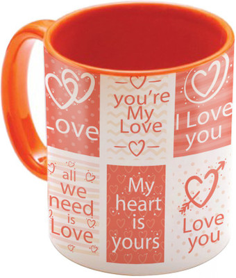 

SKY TRENDS Valentine Gift for Girlfriend Love Printed I Love U Forever Perfect for Her Him Wife Fiance Anniversary And Birthday STGD134 Ceramic Mug(325 ml), Orange