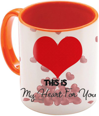 

SKY TRENDS Valentine Gift for Girlfriend Love Printed I Love U Forever Perfect for Her Him Wife Fiance Anniversary And Birthday STGD196 Ceramic Mug(325 ml), Orange