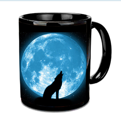

Raj Laxmi Wolf Moon black Ceramic Mug(350 ml)