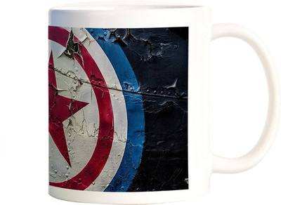

Rangeele Inkers Captain America Shield Print Ceramic Mug(300 ml), Multicolor