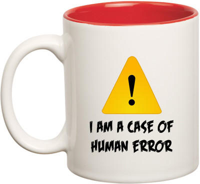 

HuppmeGift Human Error Inner Red Ceramic Mug(350 ml), Red;white