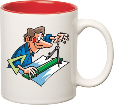 

Huppme For Civil Engineer Inner Red Ceramic Mug(350 ml), Red;white