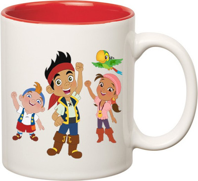

Huppme Pirate Is Inner Red Ceramic Mug(350 ml), Red;white