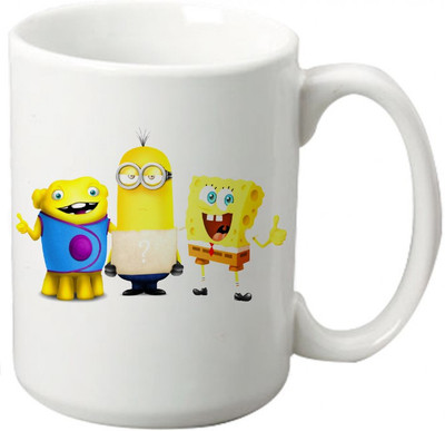 

Maison N Mode Three CartoonCoffee Ceramic Mug(330 ml), Multicolor