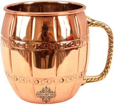 

IndianArtVilla Copper Nickel Designer Beer Cup Moscow Mule | Volume 630 ML Copper Mug(590 ml), Brown