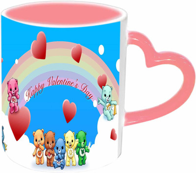 

Raj Laxmi Teddy's heart pink handle valentine Ceramic Mug(350 ml)