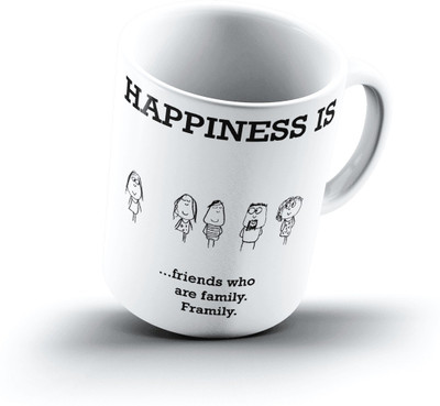 

Ucard Happiness Is1476 Bone China, Ceramic, Porcelain Mug(325 ml), Multicolor
