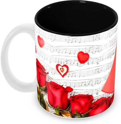 

Tuelip Beautiful Love Desert Printed inside Black for Tea And Coffee Ceramic Mug(350 ml), Multicolor