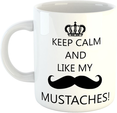 

Deeher Gifts Keep Calm And Like My Mustaches Ceramic Mug(330 ml), Multicolor