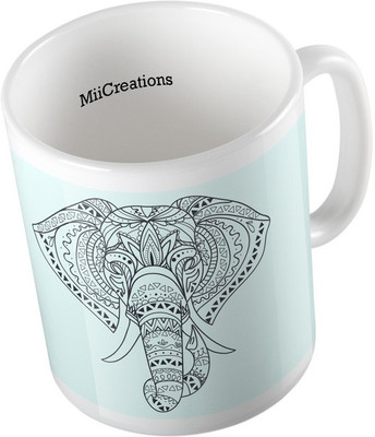 

MiiCreations Printed Elephant Design Ceramic Mug(325 ml), Multicolor