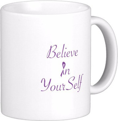 

Exoctic Silver Self Believe C001 Ceramic Mug(300 ml), Purple;white