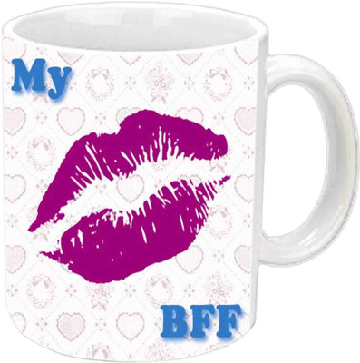 

Raj Laxmi BFF With Lips Design White Ceramic Ceramic Mug(3.5 ml)