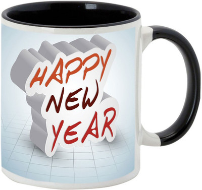 

AllUPrints Happy New Year Everyone Black Ceramic Mug(325 ml)