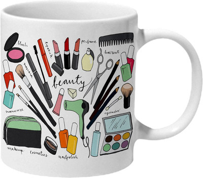 

Mooch Wale Beauty Make Up Ceramic Mug(325 ml), Multicolor