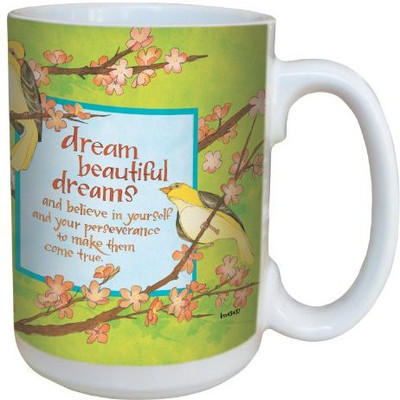 

Tree-Free Greetings Greetings lm43437 Inspiring Birds and Blossoms Dream Quote by Robin Pickens Ceramic with Full-Sized Handle, 15-Ounce Ceramic Mug(60 ml), Multicolor